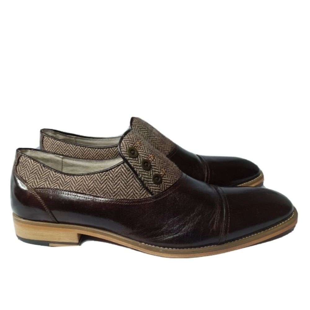 Giovanni Gino Leather Tweed CapToe Loafers Men's Size 10.5 Shoes